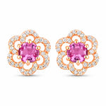 Round Cut Diamond Flower Stud Earrings
