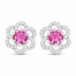 Round Cut Diamond Flower Stud Earrings