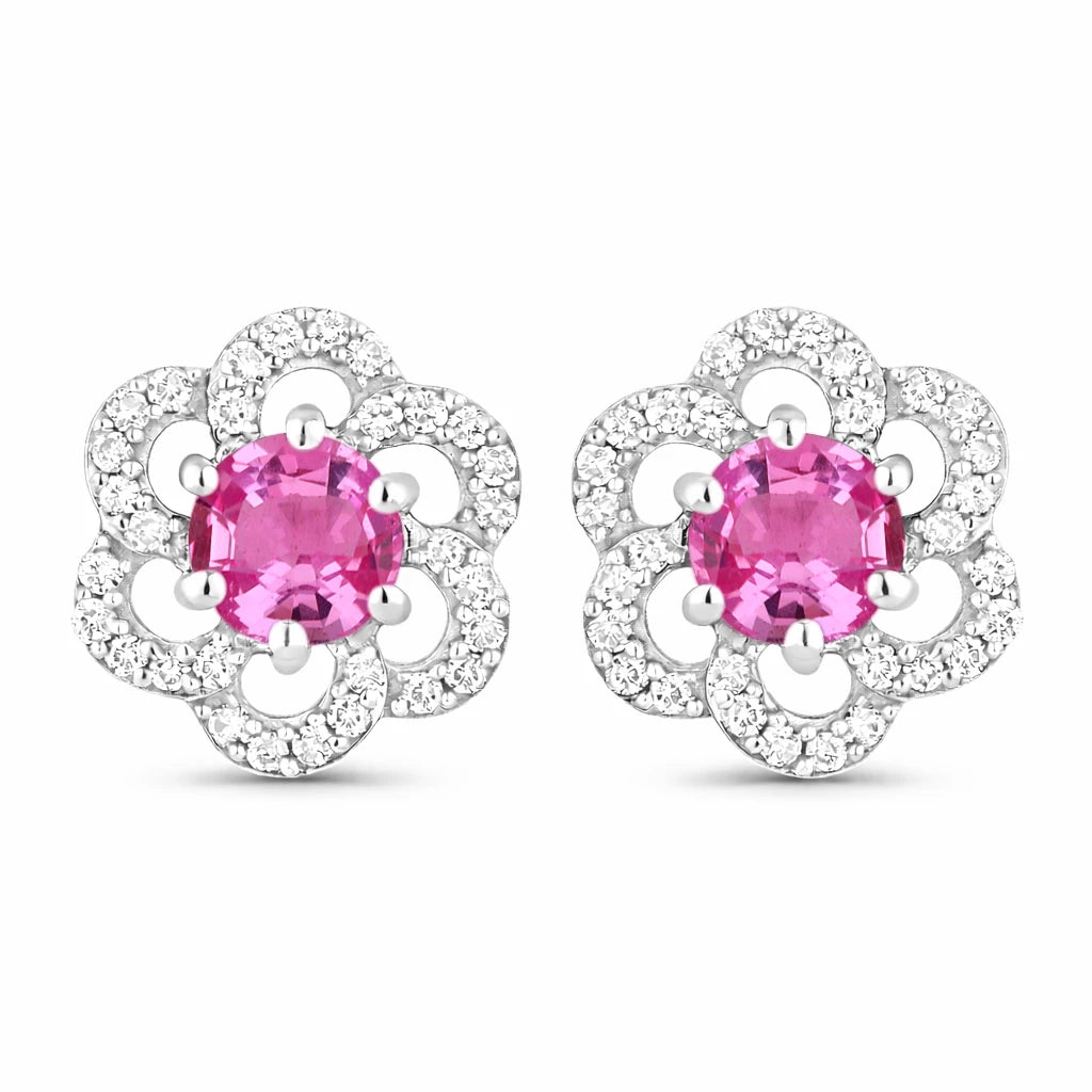 Round Cut Diamond Flower Stud Earrings