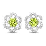 Round Cut Diamond Flower Stud Earrings