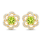 Round Cut Diamond Flower Stud Earrings