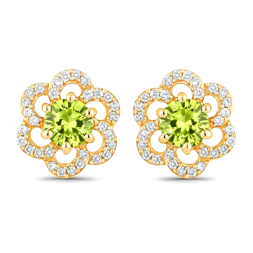 Round Cut Diamond Flower Stud Earrings