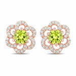 Round Cut Diamond Flower Stud Earrings