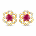 Round Cut Diamond Flower Stud Earrings