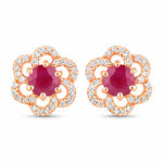Round Cut Diamond Flower Stud Earrings