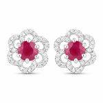 Round Cut Diamond Flower Stud Earrings