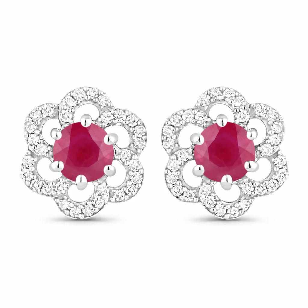 Round Cut Diamond Flower Stud Earrings
