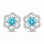 Round Cut Diamond Flower Stud Earrings