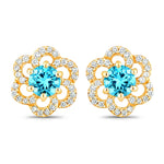 Round Cut Diamond Flower Stud Earrings