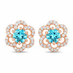 Round Cut Diamond Flower Stud Earrings