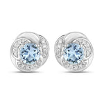 Round Cut Diamond Halo Stud Earrings