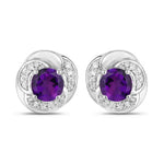 Round Cut Diamond Halo Stud Earrings