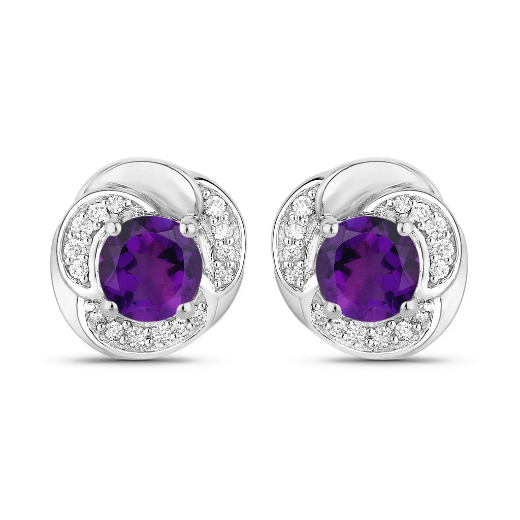 Round Cut Diamond Halo Stud Earrings