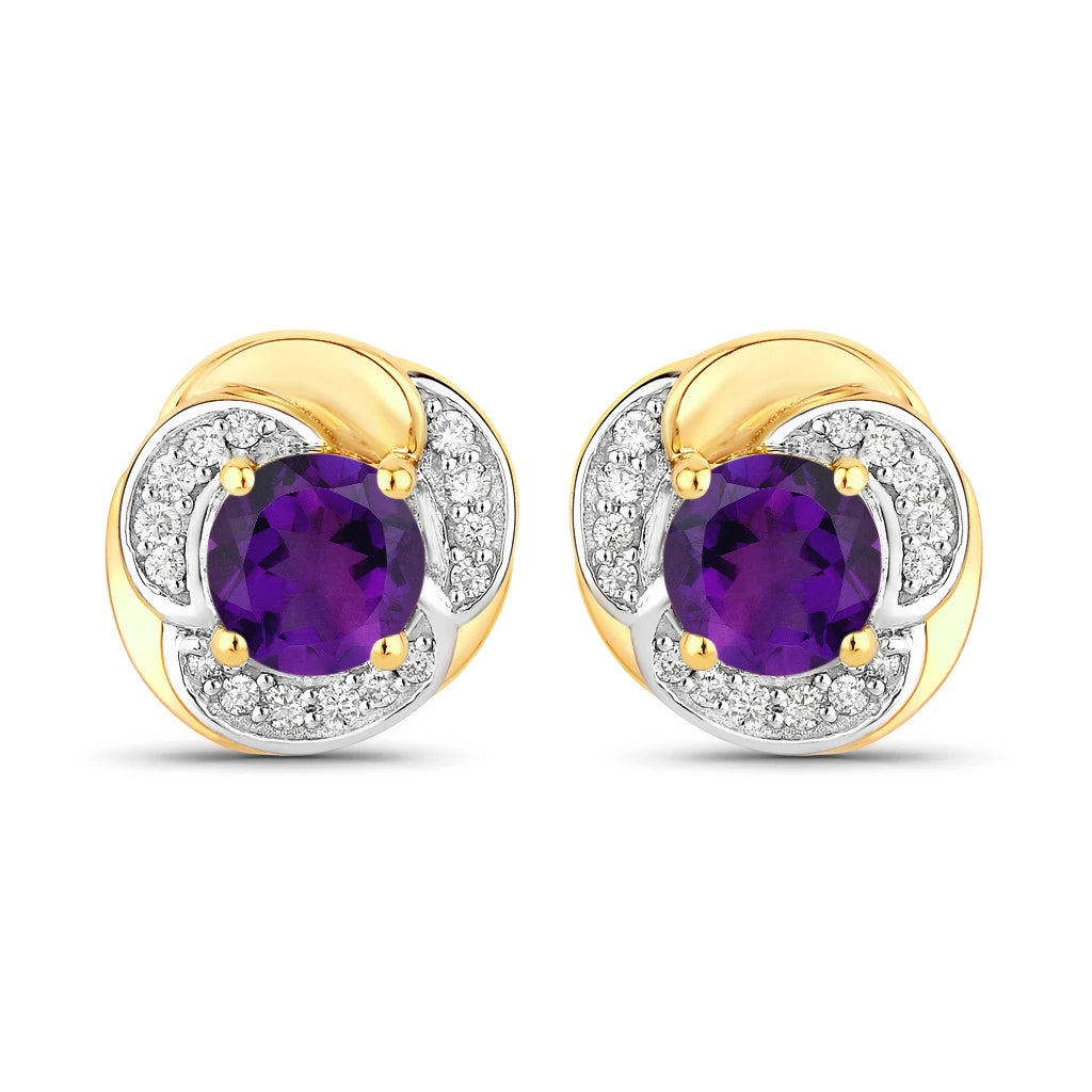 Round Cut Diamond Halo Stud Earrings
