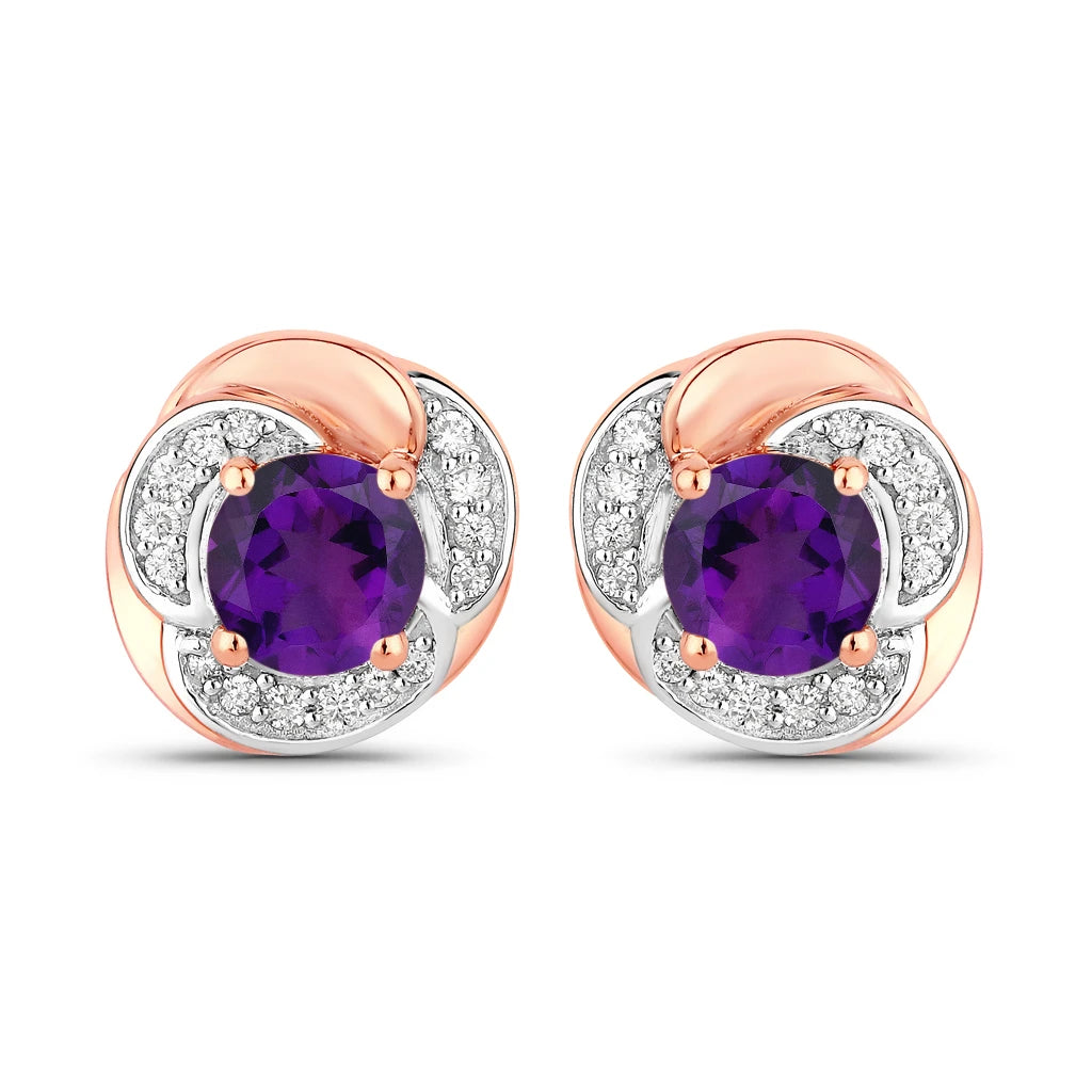 Round Cut Diamond Halo Stud Earrings