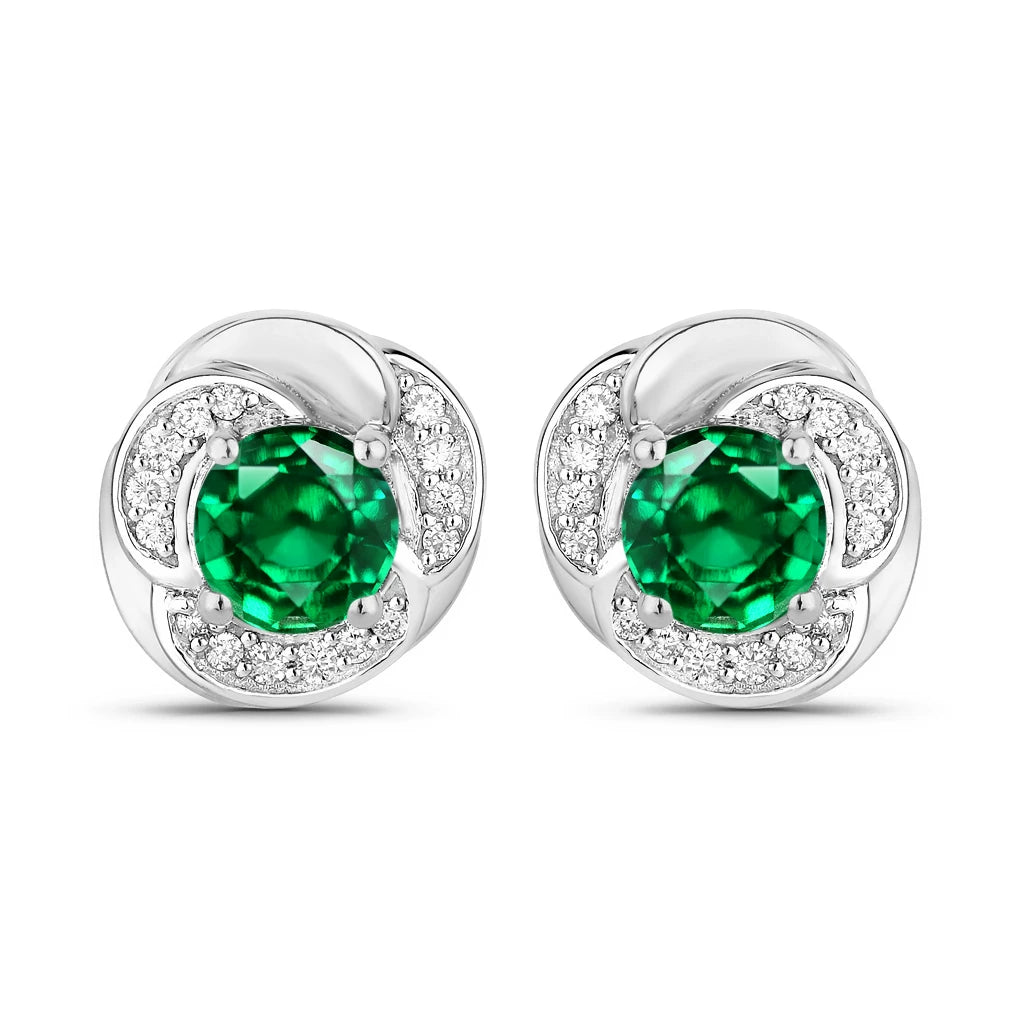 Round Cut Diamond Halo Stud Earrings