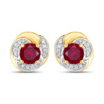 Round Cut Diamond Halo Stud Earrings