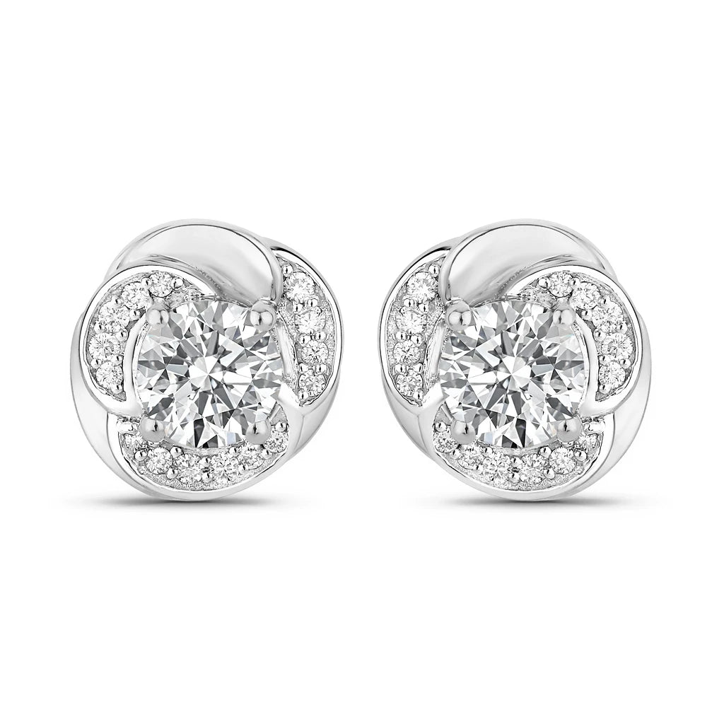Round Cut Diamond Halo Stud Earrings