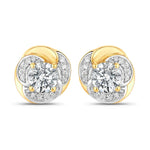 Round Cut Diamond Halo Stud Earrings