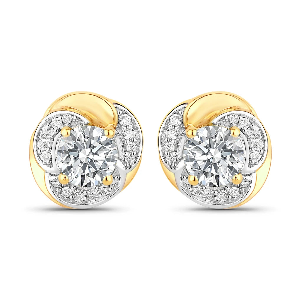 Round Cut Diamond Halo Stud Earrings