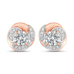 Round Cut Diamond Halo Stud Earrings