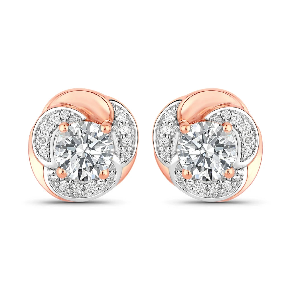 Round Cut Diamond Halo Stud Earrings