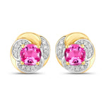 Round Cut Diamond Halo Stud Earrings