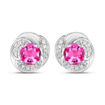 Round Cut Diamond Halo Stud Earrings