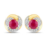 Round Cut Diamond Halo Stud Earrings