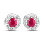 Round Cut Diamond Halo Stud Earrings