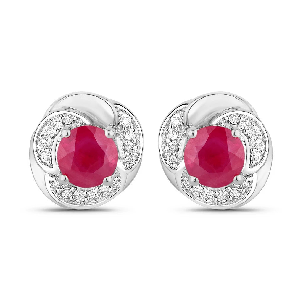Round Cut Diamond Halo Stud Earrings