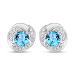 Round Cut Diamond Halo Stud Earrings