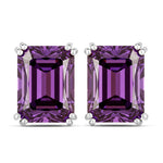 Emerald Cut Prong Set Stud Earrings