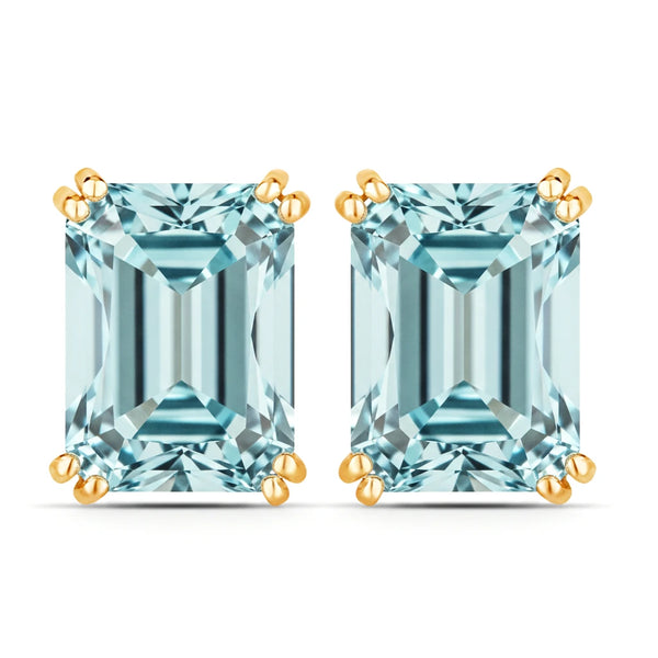 Emerald Cut Prong Set Stud Earrings