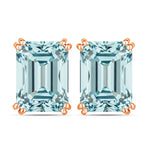 Emerald Cut Prong Set Stud Earrings