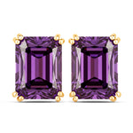 Emerald Cut Prong Set Stud Earrings