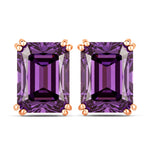 Emerald Cut Prong Set Stud Earrings