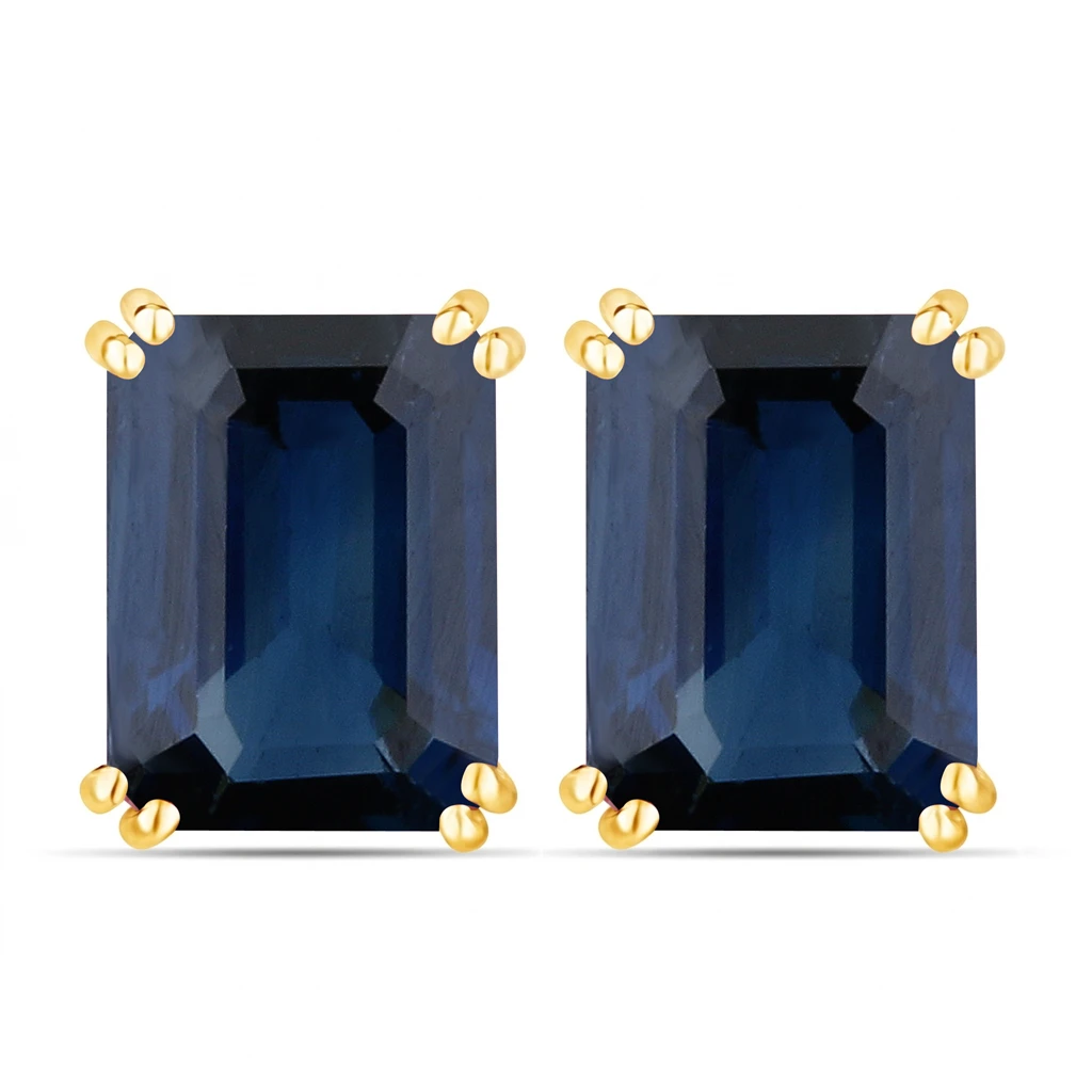 Emerald Cut Prong Set Stud Earrings