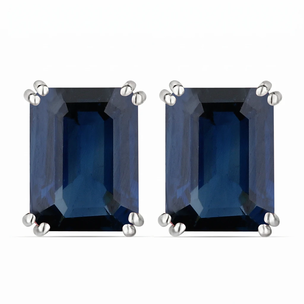Emerald Cut Prong Set Stud Earrings