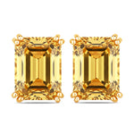 Emerald Cut Prong Set Stud Earrings