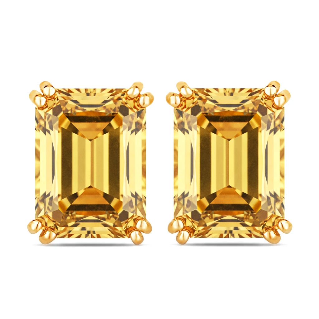 Emerald Cut Prong Set Stud Earrings