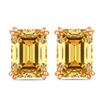 Emerald Cut Prong Set Stud Earrings