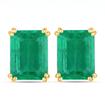 Emerald Cut Prong Set Stud Earrings