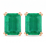 Emerald Cut Prong Set Stud Earrings