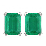 Emerald Cut Prong Set Stud Earrings