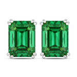 Emerald Cut Prong Set Stud Earrings
