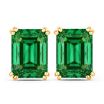 Emerald Cut Prong Set Stud Earrings