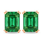 Emerald Cut Prong Set Stud Earrings