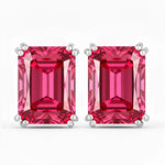 Emerald Cut Prong Set Stud Earrings