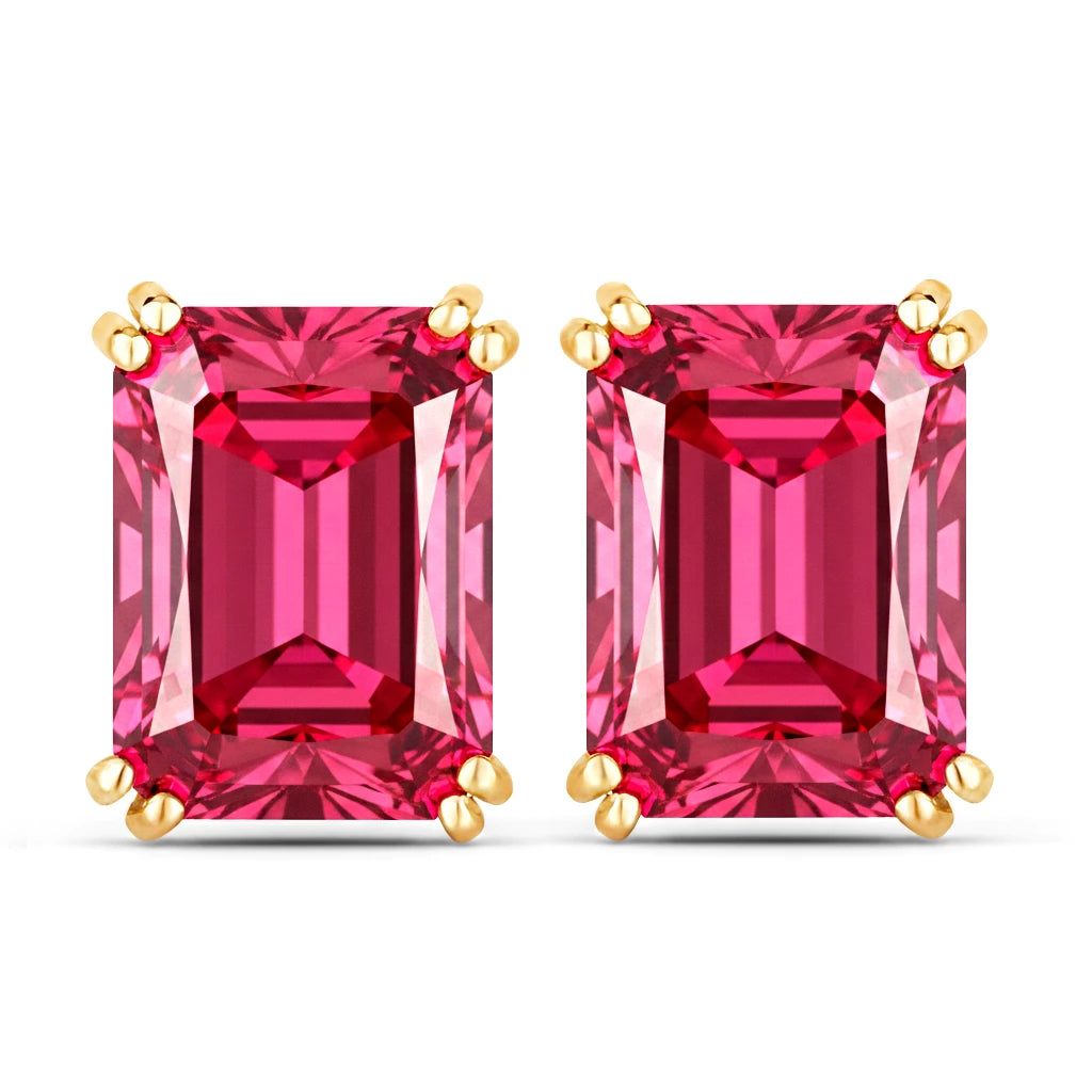 Emerald Cut Prong Set Stud Earrings